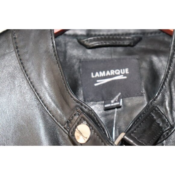 Lamarque Women's Size Small Black Jacket Leather Full Zip Motorcycle Short Coat - Picture 5 of 8